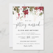 クリスマス・レッド・ポインセチアの結婚式 招待状 (正面)