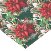 クリスマス レッド ポインセチア フラワーのキャンディー ケーン付き ショートテーブルランナー (コーナー)
