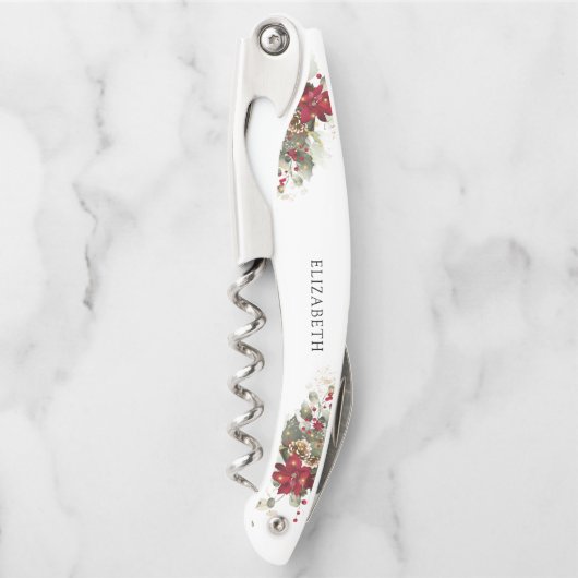 クリスマス レッド ポインセチア ブライダル シャワー ソムリエナイフ (正面)