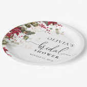 クリスマス レッド ポインセチア ブライダル シャワー ペーパー プレート (アングル)