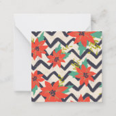 クリスマス　レッド　ポインセチア　ブラック＆ホワイト　シェブロン ノートカード (裏面)