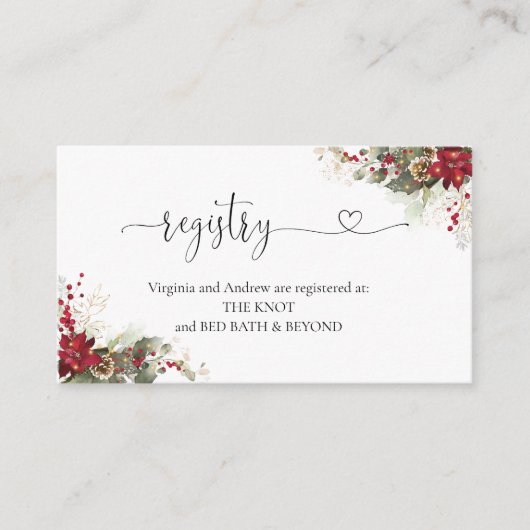 クリスマス レッド ポインセチア レジストリー 封入カード エンクロージャーカード (正面)