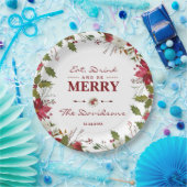 クリスマス・レッド・ポ食べインセティア飲み物とメリーbe ペーパープレート (パーティー)