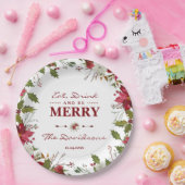 クリスマス・レッド・ポ食べインセティア飲み物とメリーbe ペーパープレート (パーティー)