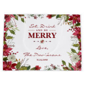 クリスマス・レッド・ポ食べインセティア飲み物とメリーbe ラージペーパーバッグ (正面)