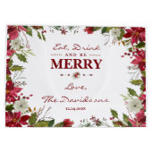 クリスマス・レッド・ポ食べインセティア飲み物とメリーbe ラージペーパーバッグ (裏面)