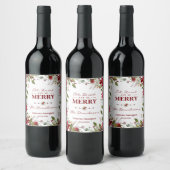 クリスマス・レッド・ポ食べインセティア飲み物とメリーbe ワインラベル (ボトル)