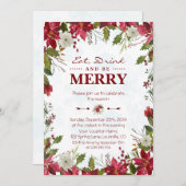 クリスマス・レッド・ポ食べインセティア飲み物とメリーbe 招待状 (正面/裏面)