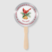 クリスマス・レッド・ロビンオーナメントシルバーとホワイト ハンドファン (裏面)