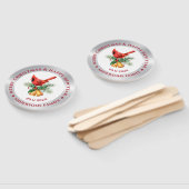 クリスマス・レッド・ロビンオーナメントシルバーとホワイト ハンドファン (組立なし)