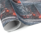 クリスマス レッド ヴィンテージ スノー トレイン ラッピングペーパー (ロールコーナー)