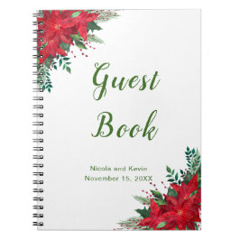 クリスマス・レッド・結婚ポインセチアのゲストブック ノートブック