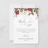 クリスマス・レッド・結婚ポインセチアサンキューカード サンキューカード (正面)