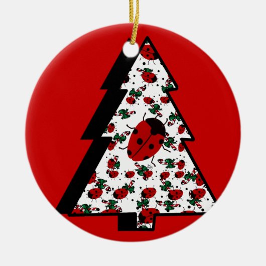 クリスマス・レディバグ セラミックオーナメント (正面)
