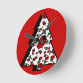 クリスマス・レディバグ ラウンド壁時計 (傾斜)