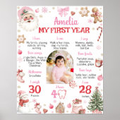 クリスマス レトロ サンタ 誕生日 マイルストーン 写真 ポスター (正面)