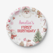 クリスマス レトロ サンタ 誕生日 紙皿 (正面)