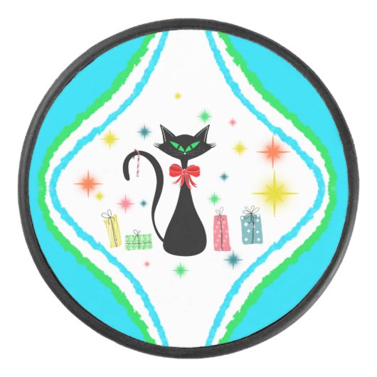 クリスマス レトロ シャム猫 アイスホッケーパック (正面)