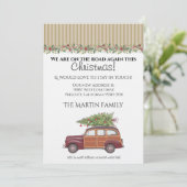 クリスマス レトロ ステーション ワゴン 招待状 (スタンド正面)