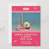 クリスマス レトロ ピンク フォト パーソナライズド (正面)