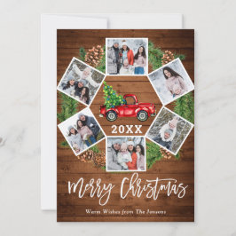 クリスマス レトロ 赤い農場のトラック グリーティング 6 枚の写真付き