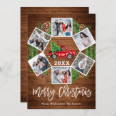 クリスマス レトロ 赤い農場のトラック グリーティング 6 枚の写真付き (正面/裏面)