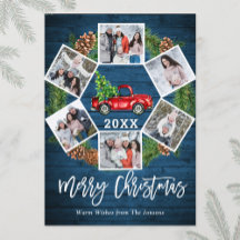 クリスマス レトロ 赤い農場のトラック グリーティング 6 枚の写真付き