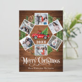 クリスマス レトロ 赤い農場のトラック グリーティング 6 枚の写真付き (スタンド正面)