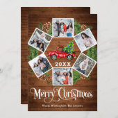 クリスマス レトロ 赤い農場のトラック グリーティング 6 枚の写真付き (正面/裏面)