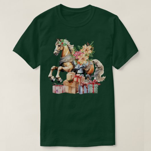クリスマス・ロッキング・ホース Tシャツ (デザイン正面)