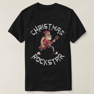 クリスマス ロックスター ギター デザイン Tシャツ
