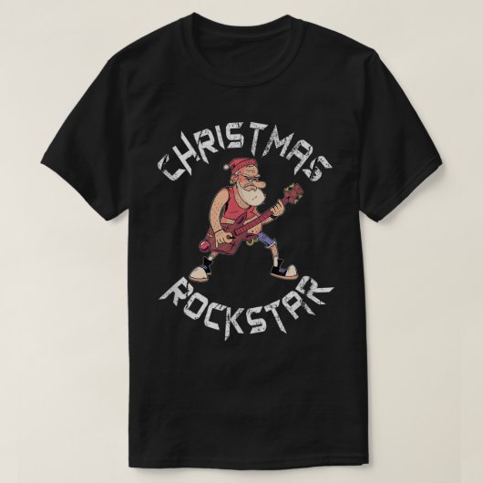 クリスマス ロックスター ギター デザイン Tシャツ (デザイン正面)