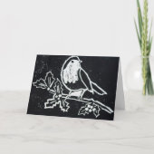 クリスマス・ロビンとホリーの白黒 シーズンカード (正面)