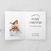 クリスマス・ロビンと雪の家族の果実 カード (内部)