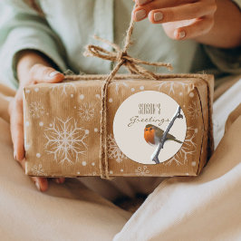 クリスマス・ロビン・バードシーズンの挨拶ステッカー ラウンドシール