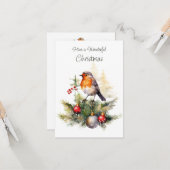 クリスマス・ロビン・パイン・ボードブル カード (正面/裏面インサイチュ)