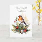 クリスマス・ロビン・パイン・ボードブル カード (黄色い花)