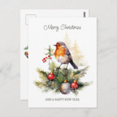 クリスマス・ロビン・パイン・ボードブル ポストカード (正面/裏面)
