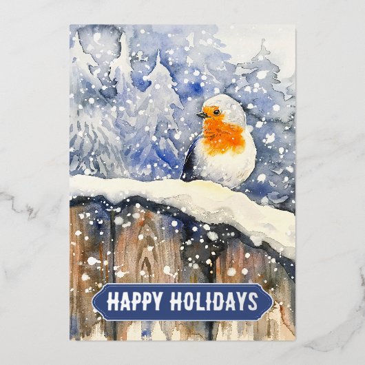 クリスマス・ロビン 箔シーズンカード (正面)