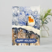 クリスマス・ロビン 箔シーズンカード (立ち正面)