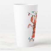 クリスマス ロブスター ザリガニ 甲殻類 水彩画  カフェラテマグ (正面)