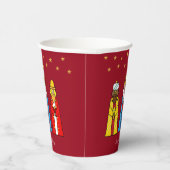 クリスマス・ワイズ・メンズ&ゴールデン・スターズ・オン・レッド 紙コップ (右)