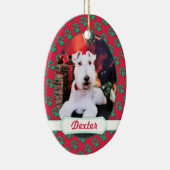 クリスマス-ワイヤーフォックステリア犬-デキスター セラミックオーナメント (右)