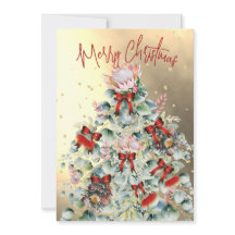 クリスマス ワイルドフラワー ゴールド レッド ツリー グリーティング