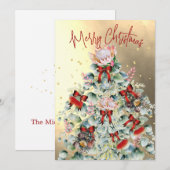 クリスマス ワイルドフラワー ゴールド レッド ツリー グリーティング (正面/裏面)