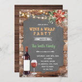 クリスマス ワインとラッピング テーマパーティー 招待状 (正面/裏面)