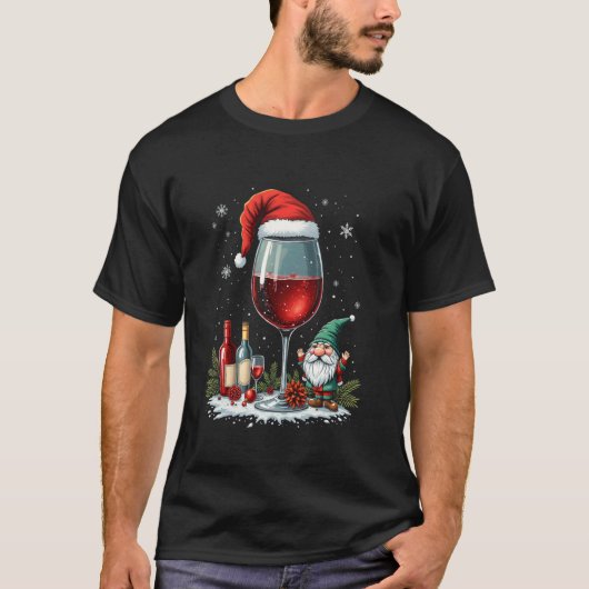 クリスマス ワイングラス デザイン Tシャツ (正面)