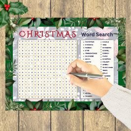 クリスマス ワードサーチ パズル 楽しいアクティビティ ポスター