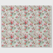 クリスマス、ヴィンテージおもちゃ、ストッキング、キャンディーケーン ラッピングペーパー (フラット)