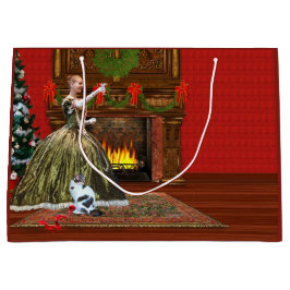 クリスマス、ヴィンテージの家、休日のトースト ラージペーパーバッグ